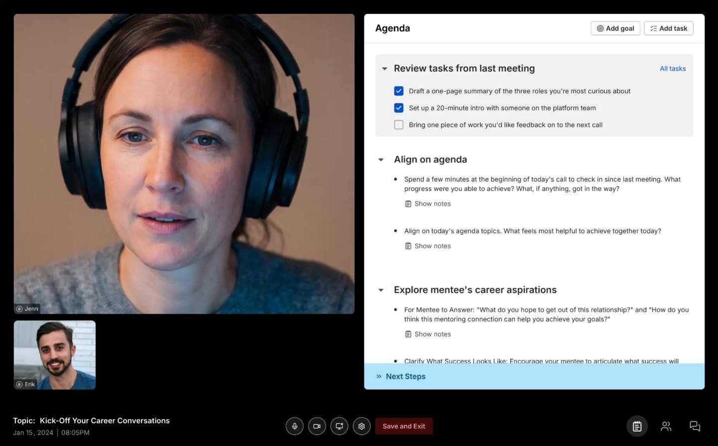 Guided Conversations in-session interface